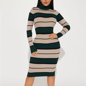 Green and black combo dress